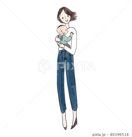 子どもを抱っこする女性 80396518