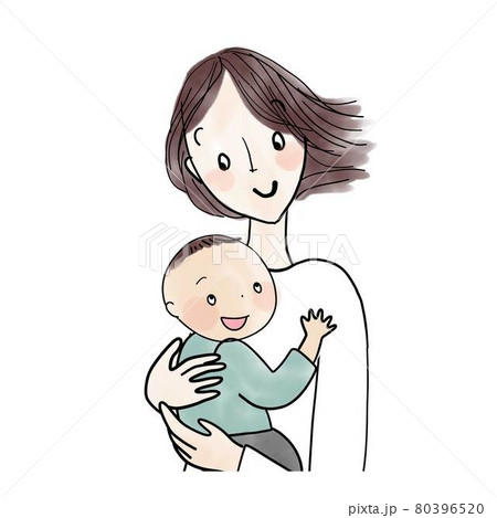 子どもを抱っこする女性 80396520