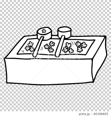 花手水の線画イラスト 花手水の線画イラスト 80396605