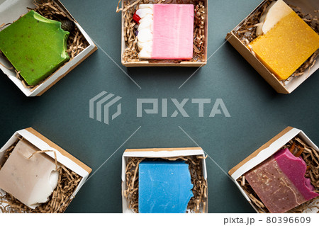 Pieces of natural homemade soap 80396609