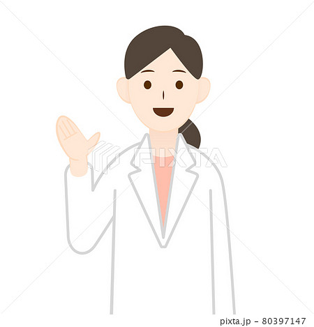 医師や薬剤師のような白衣を着た女性イラストのイラスト素材