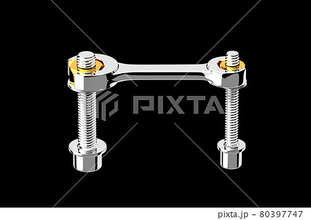 レンチでボルトに付いたナットを締める3dイラストのイラスト素材