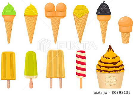 big kit ice cream popsicle different types in cone waffle cup 80398185