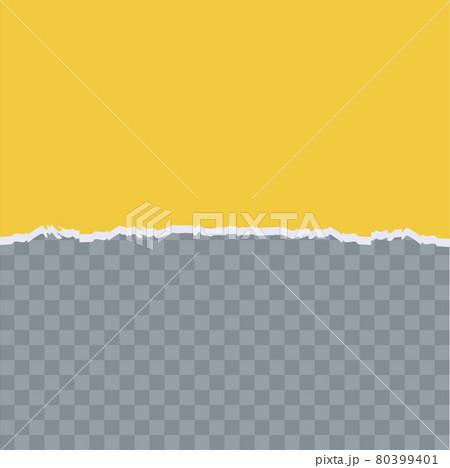 Torn, ripped piece of horizontal yellow paper on grey background for text. Vector illustration. 80399401
