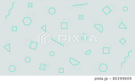 Green geometric shapes pattern in retro, memphis 80s - 90s style. Vintage abstract background. Green geometric shapes pattern in retro, memphis 80s - 90s style. Vintage abstract background. 80399609