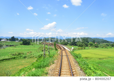 2020年夏の山形鉄道フラワー長井線と車窓からの風景 2020年夏の山形鉄道フラワー長井線と車窓からの風景 80400207
