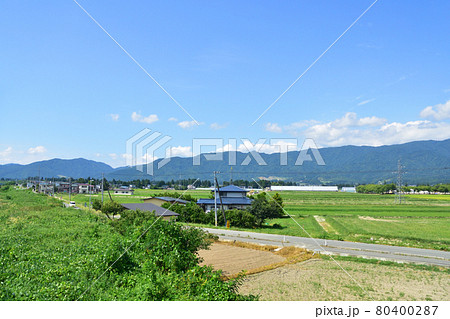 2020年夏の山形鉄道フラワー長井線と車窓からの風景 80400287