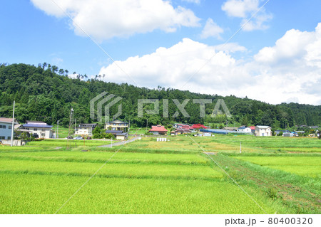 2020年夏の山形鉄道フラワー長井線と車窓からの風景 2020年夏の山形鉄道フラワー長井線と車窓からの風景 80400320