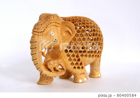 Traditional Indian souvenir figurine of an elephant isolated on a white background 80400584
