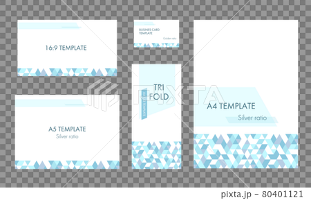 ブルー系のアブストラクト柄　ビジネステンプレート　セット 80401121