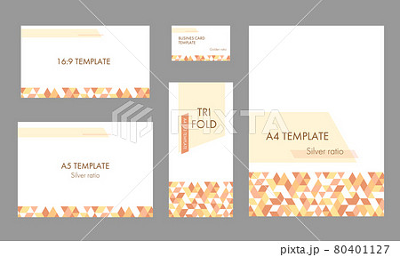 オレンジ系のアブストラクト柄 ビジネステンプレート セット オレンジ系のアブストラクト柄 ビジネステンプレート セット 80401127