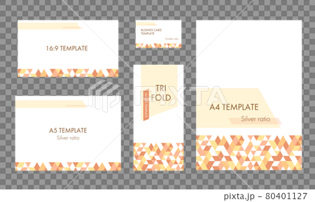 オレンジ系のアブストラクト柄 ビジネステンプレート セット オレンジ系のアブストラクト柄 ビジネステンプレート セット 80401127