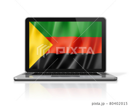 Azawad MNLA flag on laptop screen isolated on white. 3D illustration 80402015