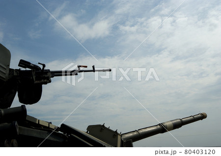 The muzzle guns aimed at the blue sky, Russia, Moscow, airfield Ramenskoye The muzzle guns aimed at the blue sky, Russia, Moscow, airfield Ramenskoye 80403120
