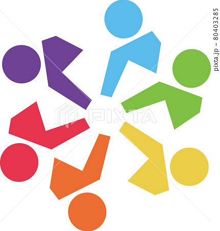 イラスト素材　手を取り合う、助け合う、力を合わせるアイコンイメージ 80403285