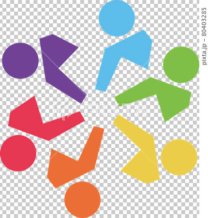 イラスト素材　手を取り合う、助け合う、力を合わせるアイコンイメージ 80403285