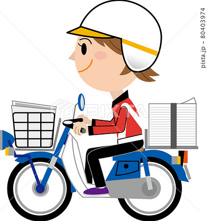新聞配達員の若い女性のイラスト素材