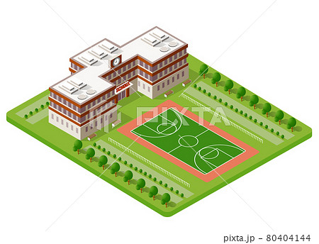 School isometric building study education 80404144