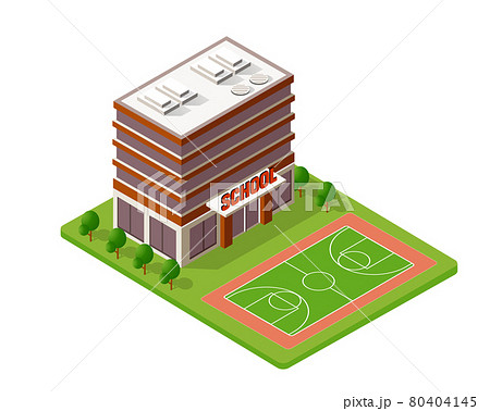 School isometric building study education 80404145