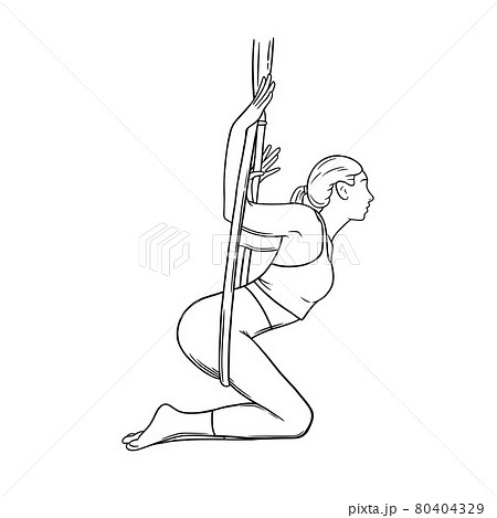 Circus gymnast in lyra. Aerial woman acrobat in the ring. Vector illustration 80404329