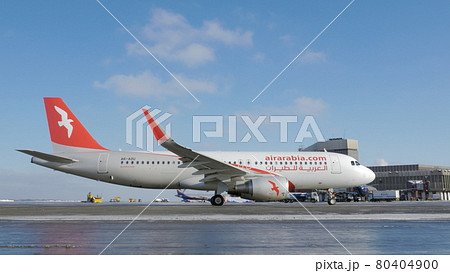 Air Arabia A320 taxiing to the terminal at Sheremetyevo Airport, Moscow Air Arabia A320 taxiing to the terminal at Sheremetyevo Airport, Moscow 80404900