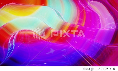 3d rendering abstract fluid background multicolor marble style. Beautiful glossy wavy surface of liquid with pattern, gradient color and waves on it. Creative bright bg 80405916
