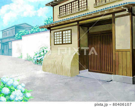 京都の町屋 漫画背景 のイラスト素材
