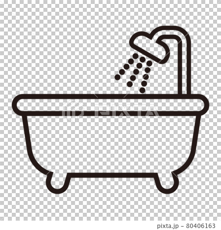 Black and white thin line icon of bath / white... - Stock Illustration ...