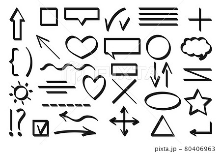 Text marker lines black scrawls strokes set Text marker lines black scrawls strokes set 80406963