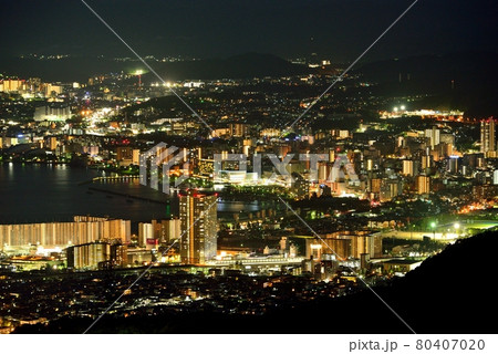 琵琶湖畔大津市街の夜景 琵琶湖畔大津市街の夜景 80407020