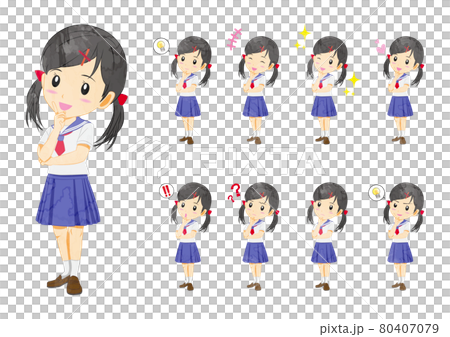 Student sailor suit facial expression difference Student sailor suit facial expression difference 80407079