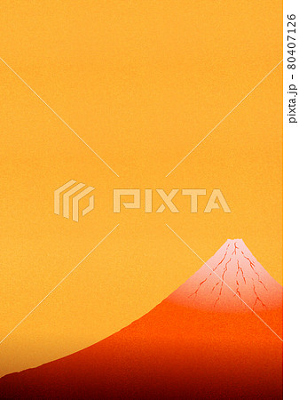 赤色に輝く富士山のイラスト 2　縦位置 80407126