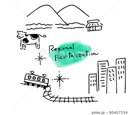 田舎と都会のシンプルイラスト 田舎と都会のシンプルイラスト 80407534