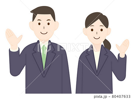 営業や会社案内に使えるスーツ姿の男女イラストのイラスト素材