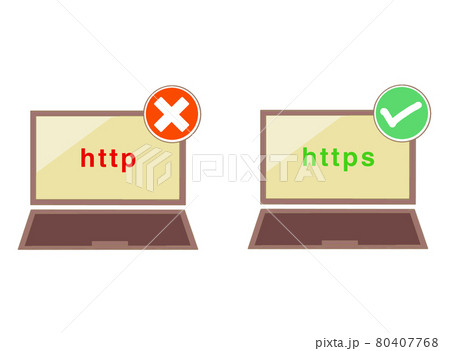 httpとhttpsのノートパソコン画面 80407768