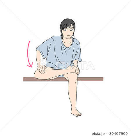 右お尻のストレッチをする女性（正面） 80407900