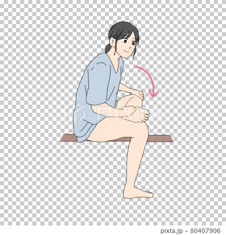 左お尻のストレッチをする女性（横） 80407906