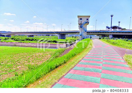 稲城大橋／多摩川を下流／府中市側より望む(東京都府中市)【2021.7】 80408333
