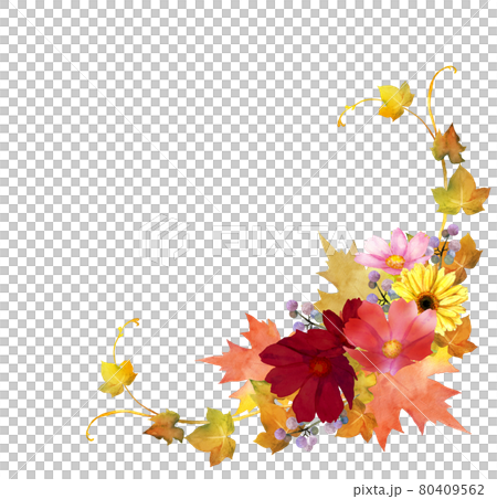 秋の花と紅葉のブーケ 80409562