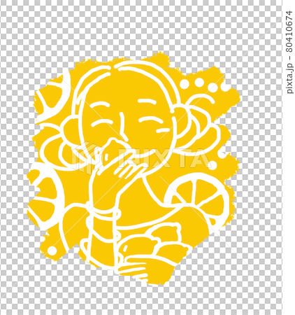 イキイキ生きるスローライフ　レモンでビタミンを取る女性　果物に癒される 80410674