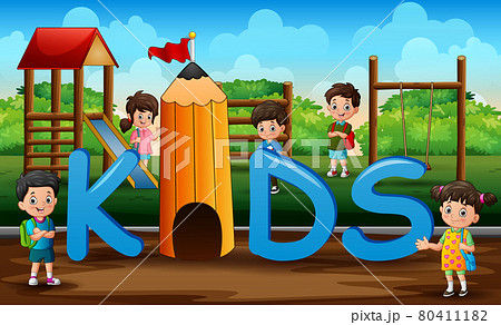 Funny the children in the playground illustration Funny the children in the playground illustration 80411182