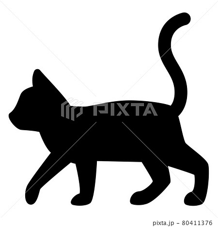 歩く猫のシルエットアイコンのイラスト素材