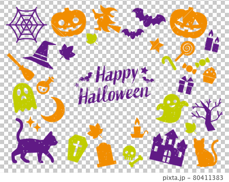 ハロウィンの判子風アイコンセット ハロウィンの判子風アイコンセット 80411383