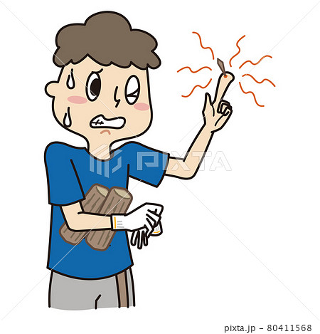 木の破片が手に刺さった男の子のイラスト素材