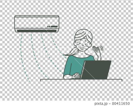 冷房が弱すぎ、または暖房が強すぎで暑がる女性-2色 80411650