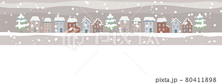 雪が降る雪景色の街並みのバナーイラスト 雪が降る雪景色の街並みのバナーイラスト 80411898