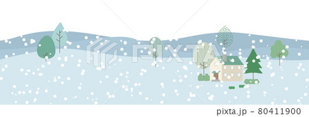 雪が降る田舎の風景のバナーイラスト 雪が降る田舎の風景のバナーイラスト 80411900