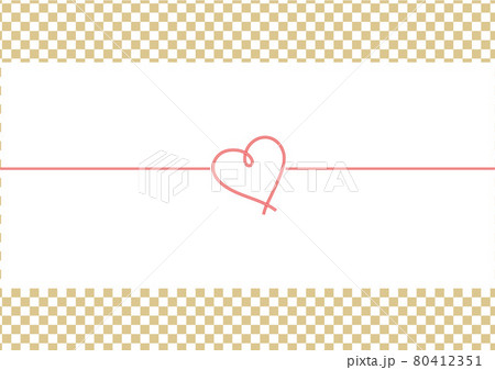 ハート　ゴールドの市松文様のおしゃれなデザイン熨斗紙 80412351