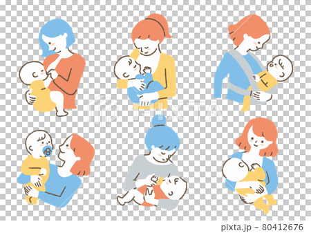 赤ちゃんとお母さん_セット_色 赤ちゃんとお母さん_セット_色 80412676