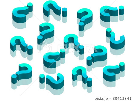 水色の立体的なハテナマークのイラスト no.02 水色の立体的なハテナマークのイラスト no.02 80413341